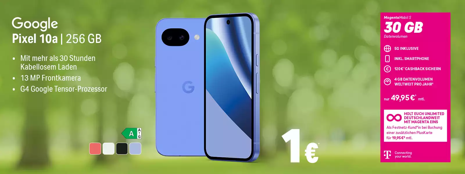 Google Pixel 10a 256 GB Smartphone Angebot mit MagentaMobil S 30 GB 5G